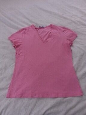 J McLaughlin Women's Pink V-Neck Short Sleeve Top Size L